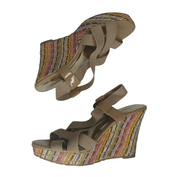 Charles by  Charles David Wedge Sandals with Woven Heel 7.5B - Picture 5 of 9